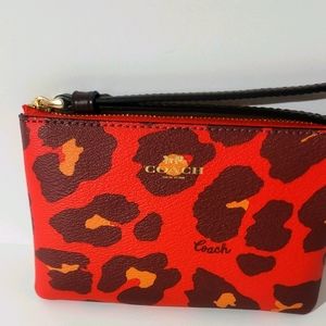 Coach Red Leopard Wristlet